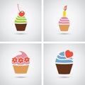 vector colorful cupcakes icons Royalty Free Stock Photo