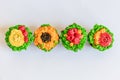 Colorful cupcakes on white background Royalty Free Stock Photo