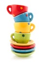 Colorful cups and saucers Royalty Free Stock Photo