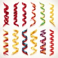 Colorful Curling Ribbons And Strands Vector Collection Royalty Free Stock Photo