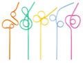 Colorful curly drinking straws