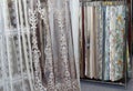 Colorful curtain samples hanging Royalty Free Stock Photo