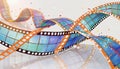 Colorful curve filmstrip, cinema syle film strip background