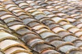 Colorful curved clay tiled roof from ancient house in the North Vietnam Royalty Free Stock Photo