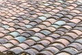 Colorful curved clay tiled roof from ancient house in the North Vietnam Royalty Free Stock Photo