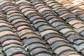 Colorful curved clay tiled roof from ancient house in the North Vietnam Royalty Free Stock Photo