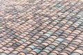 Colorful curved clay tiled roof from ancient house in the North Vietnam Royalty Free Stock Photo