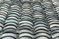 Colorful curved clay tiled roof from ancient house in the North Vietnam Royalty Free Stock Photo