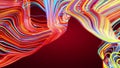 Colorful curved lines flowing on graduated red background