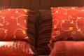 Colorful cushions on the bed Royalty Free Stock Photo