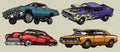 Colorful custom cars vintage collection Royalty Free Stock Photo
