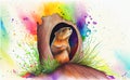 Colorful cute adorable Groundhog in his burrow Royalty Free Stock Photo