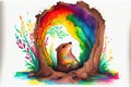 Colorful cute adorable Groundhog in his tree stump Royalty Free Stock Photo