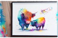 Colorful cute adorable Highland cow and baby calf Royalty Free Stock Photo