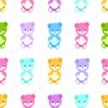 Colorful cute bears. Teddy bears pastel colored, birthday, t-shirt design, baby shower...etc fabric design pattern Royalty Free Stock Photo