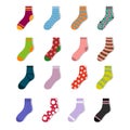 Colorful cute child socks icons. Sock set isolated on white background Royalty Free Stock Photo