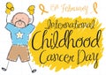 Colorful Cute Doodle of Boy for International Childhood Cancer Day, Vector Illustration