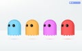 Colorful of cute ghost icon symbols. flying kawaii ghost character, Game icon, Halloween concept. 3D vector isolated illustration