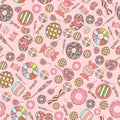 Colorful and cute hand drawn sweet candy vintage style seamless pattern vector Royalty Free Stock Photo