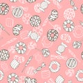 Colorful and cute hand drawn sweet candy vintage style seamless pattern vector Royalty Free Stock Photo