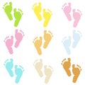 Colorful cute isolated baby foot prints vector