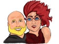 Colorful Cute Lovely Couple Cartoon Caricature