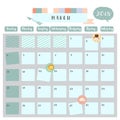 Colorful cute March 2018 calendar with lion,bear