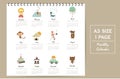 Colorful cute monthly calendar 2017 with lion,tiger,panda,tree a