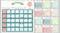 Colorful cute monthly calendar 2018 with squirrel,duck,reindeer,hippopotamus,giraffe,cat,lion and bear.Can be used for