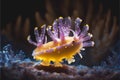 Colorful cute nudibranch sea slug creature