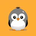 Colorful And Cute Penguin Cartoon On Orange Background