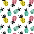 Colorful cute pineapples seamless vector pattern background illustration Royalty Free Stock Photo