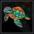 Colorful Cute sea Turtle mandala arts