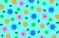 Colorful cute simple flowers pattern