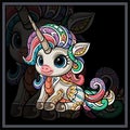 Colorful cute Unicorn mandala arts