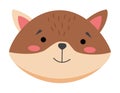 Colorful cute vector cat or hamster face. Wild forest animal head one object on a white background