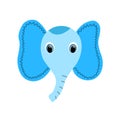 Colorful cute vector elephant face. One object on a white background. Cartoon flat illustration. Emoji funny animal. Royalty Free Stock Photo