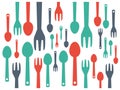 Colorful cutlery spoon and fork contemporary pattern.