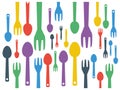 Colorful cutlery spoon and fork contemporary pattern.