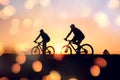 colorful of cyclist and Bicycle silhouette