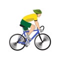 Colorful cyclist isolated.