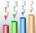 Colorful cylindrical graphs with arrows and blank