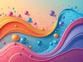 Colorful Liquid Waves Blending on Gradient Background Abstract 3D Royalty Free Stock Photo