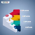 Colorful 3D arrow graph stair step to success business concept infographic template. Can be used for workflow layout, diagram