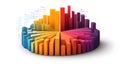 Colorful 3 D Bar Chart with Gradient Colors graph data Royalty Free Stock Photo