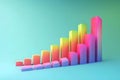 Colorful 3D Bar Graph Shows Exponential Growth, Visualizing Data Trends with Vibrant Hues and Gradual Increase, Rep