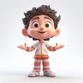 Colorful 3d Cartoon Boy In Overalls And Pants - Luca Giordano Style