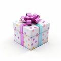 Colorful 3d Cartoon Gift Box With Pink And Purple Dots