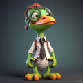 Colorful 3d Character Concept Art: Casual Stylized Cartoon Compsognathus