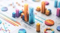 Colorful 3D Charts and Graphs for Data Visualization and Business Analytics A colorful and modern representation of data Royalty Free Stock Photo